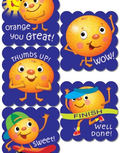 Cartoon Fruit Scratch 'n Sniff Stickers – Orange