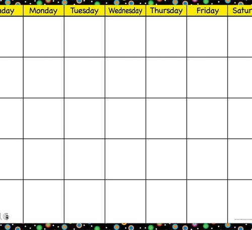 Dots on Black Small Calendar Chart
