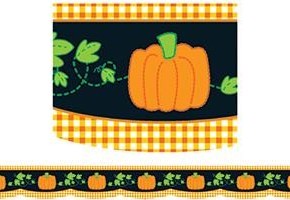 Border Pumpkin Gingham 35 Scalloped