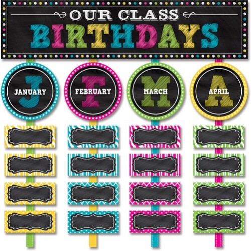 Chalkboard Brights Our Class Birthdays Mini Bulletin Board