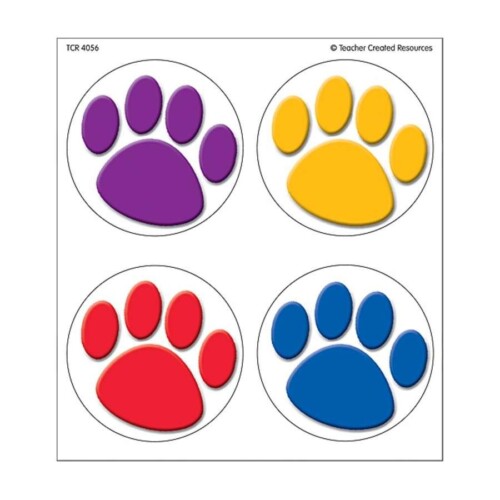 Colorful Paw Prints Wear 'Em Badge TCR4056